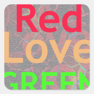 STICKER CARRÉ LOVE RED GOLDEN VERT