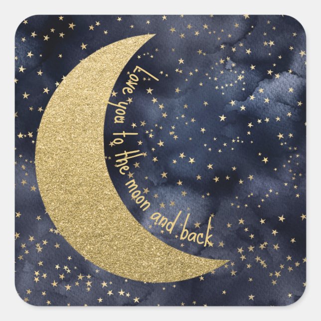 Sticker Carré Love You to the Moon and Back Custom (Devant)