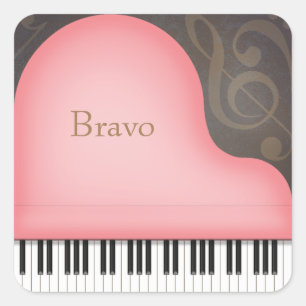 Sticker Carré Lovely Pink Grand Piano Music Lover's Personnalisé