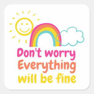 Sticker Carré Lovely Rainbow, Sun and Cloud