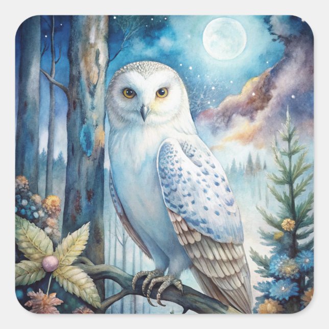 Sticker Carré Lovely Snowy Owl (Devant)