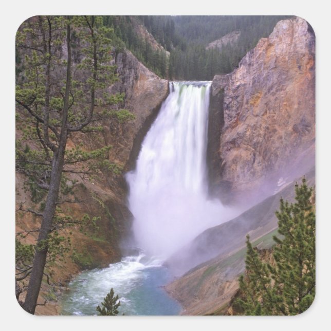 Sticker Carré Lower Yellowstone Falls, Grand Canyon de (Devant)