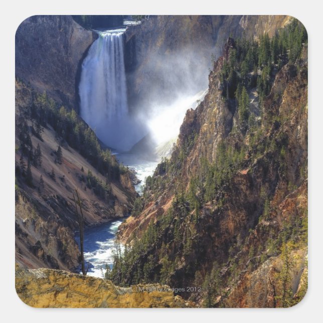 Sticker Carré Lower Yellowstone Falls, Yellowstone National (Devant)