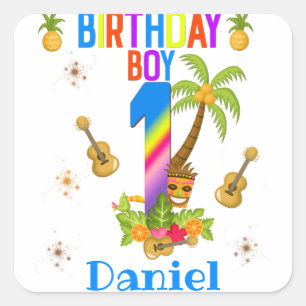 Sticker Carré Luau Hawaii Hawaii Pool Boy Birthday Party