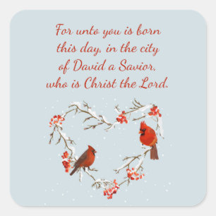 Sticker Carré Luc 2:11 Écriture de Noël Verset de la Bible 