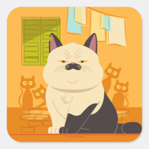 Sticker Carré Luca Illustration de chat Machiavelli