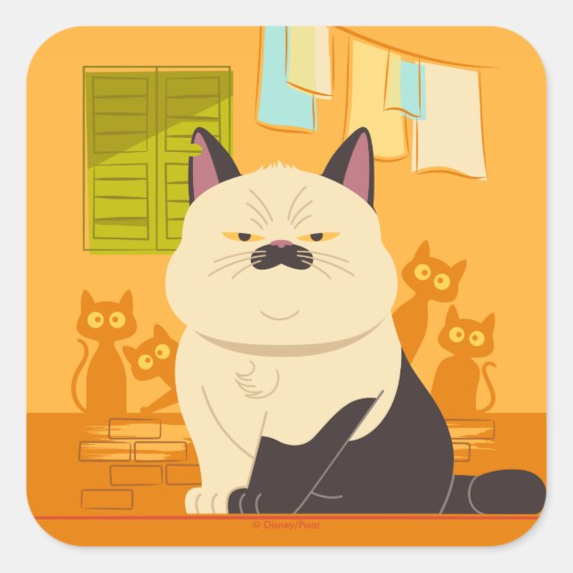 Sticker Carré Luca | Illustration de chat Machiavelli (Devant)
