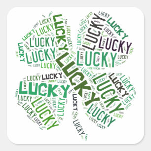 Sticker Carré Lucky Clover Word