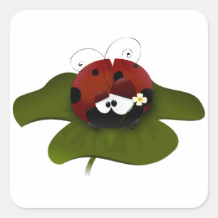 Sticker Carré Lucky Ladybug