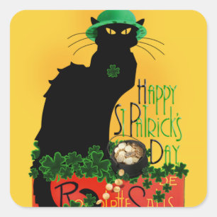 Sticker Carré Lucky Le Conversation Noir Saint Patrick's Day