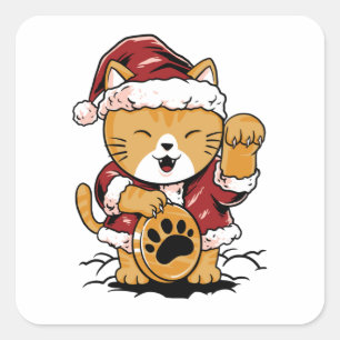 Sticker Carré Lucky Meow