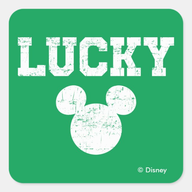 Sticker Carré Lucky Mickey Mouse | Saint Patrick's Day (Devant)