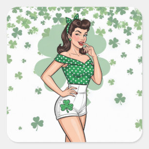Sticker Carré Lucky Retro Glam