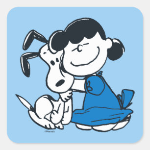 Sticker Carré Lucy Hugging Snoopy