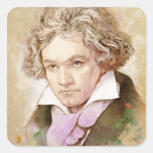 Sticker Carré Ludwig van Beethoven im Aquarell Stil