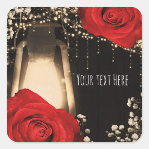 Sticker Carré Lumière Lanterne Rustique Glow Roses Rouges Brilla