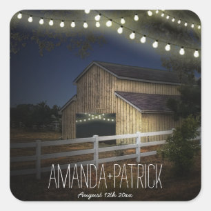 Sticker Carré Lumières De Ferme Grange Rustique Mariage Faveurs