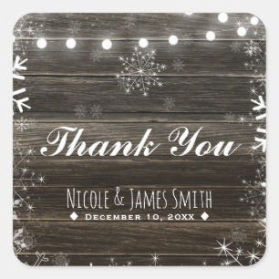Sticker Carré Lumières de mariage hivernal et flocons de neige F