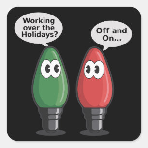 Sticker Carré Lumières de Noël Blague Ampoule Fonctionne Off On 