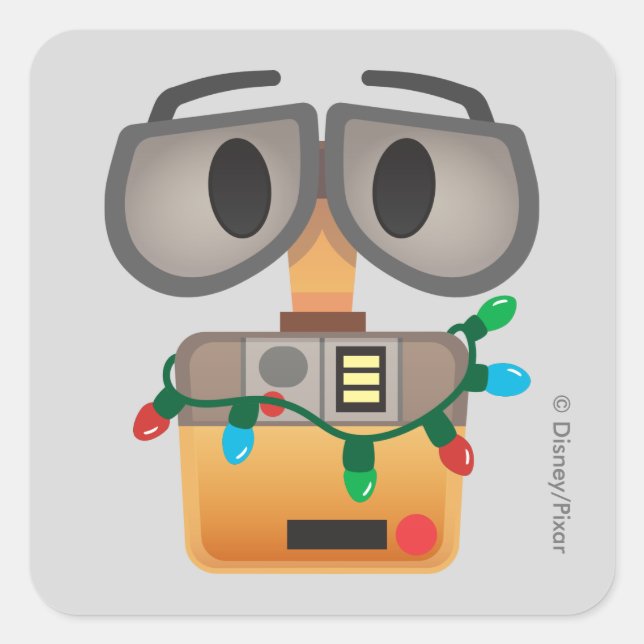Sticker Carré Lumières de Noël WALL-E (Devant)