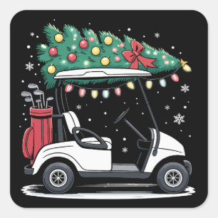 Sticker Carré Lumières de sapin de Noël pour chariot de golf Xma