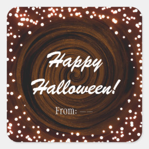 Sticker Carré Lumières Halloween noir et orange Faveur de fête