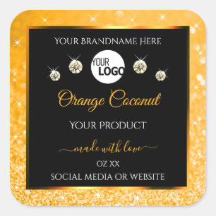Sticker Carré Lumineuse Parties scintillant orange Noir Produit
