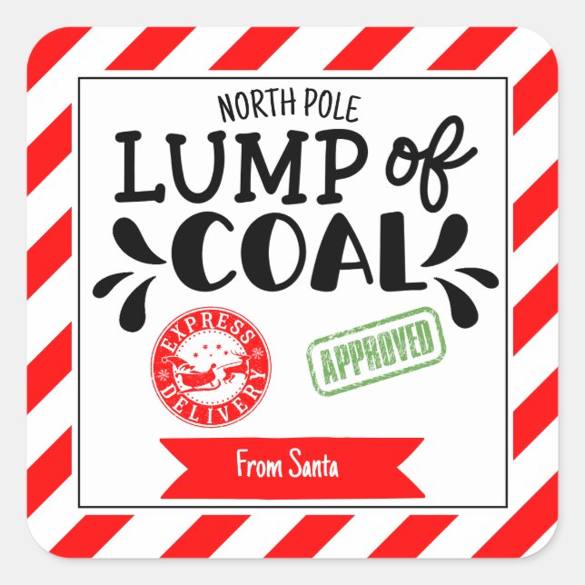 Sticker Carré Lump Charbon drôle Noël funky Père Noël (Devant)