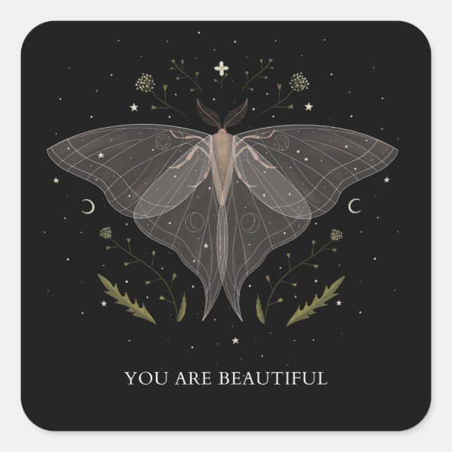 Sticker Carré Luna Moth - Vous êtes Belle (Devant)