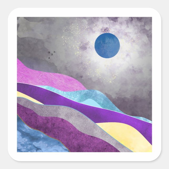 Sticker Carré Lune bleue (Devant)