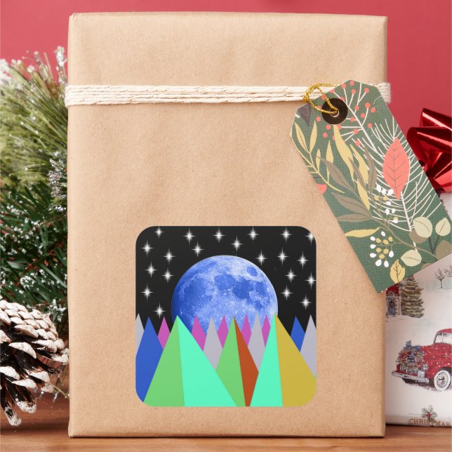 Sticker Carré Lune bleue (vacances)