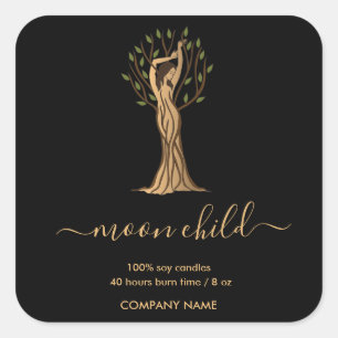 Sticker Carré Lune Mystic Witchy Celestial Willow Tree