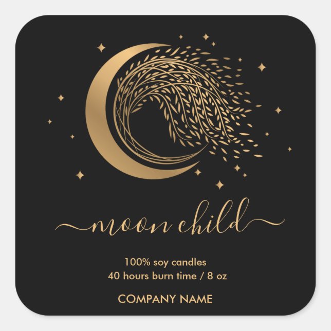 Sticker Carré Lune Mystic Witchy Celestial Willow Tree Carré St. (Devant)