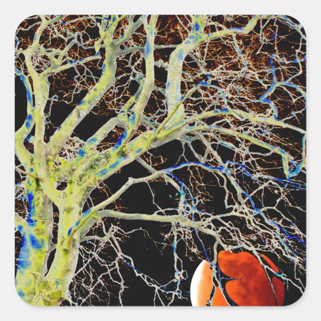 Sticker Carré Lune rouge se lève (Devant)