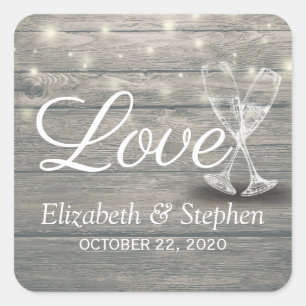 Sticker Carré Lunettes de Champagne mariage Merci