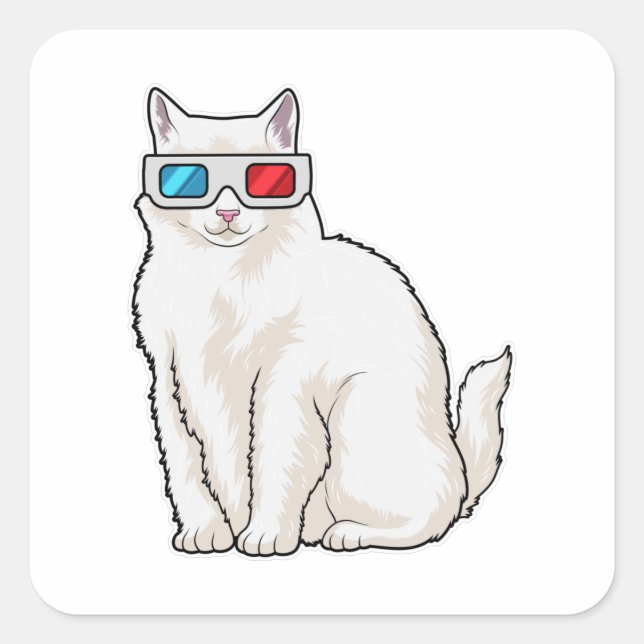 Sticker Carré Lunettes de chat (Devant)