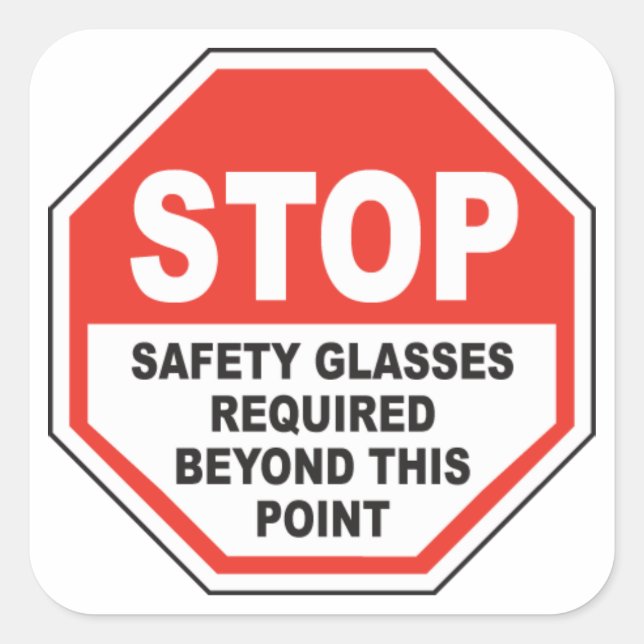 Sticker Carré Lunettes de sécurité requises (Devant)