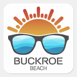 Sticker Carré Lunettes de soleil à Buckroe Beach Virginia