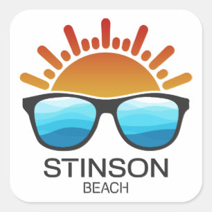 Sticker Carré Lunettes de soleil de Stinson Beach Californie