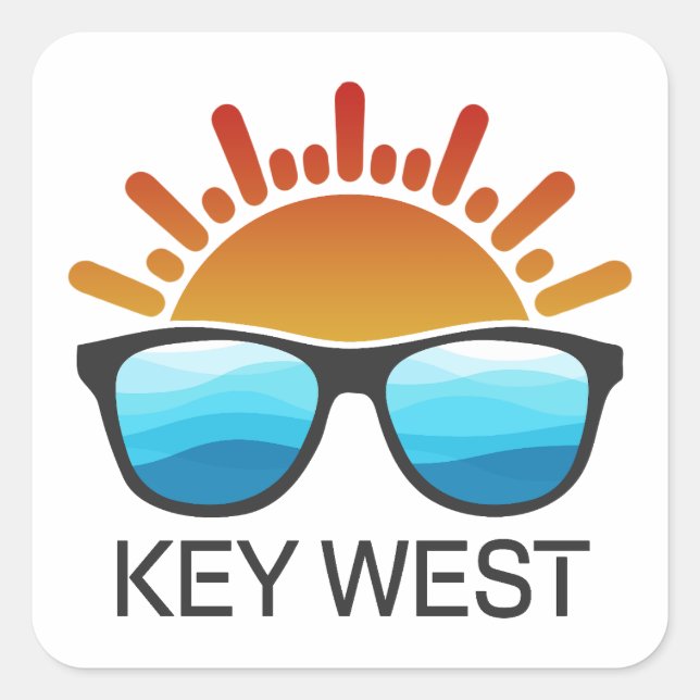 Sticker Carré Lunettes de soleil Key West Florida (Devant)