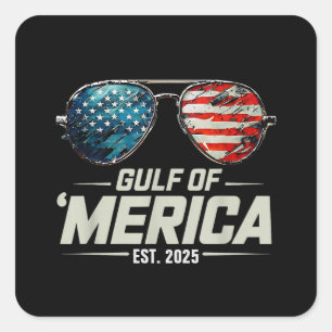 Sticker Carré Lunettes de soleil Retro Funny Gulf Of USA America
