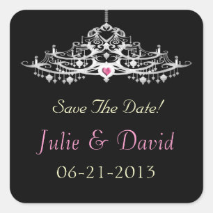 Sticker Carré Lustre Élégant Sauvez Le Mariage Date