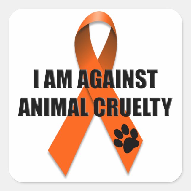 Sticker Carré Lutte contre la cruauté envers les animaux Ruban d (Devant)