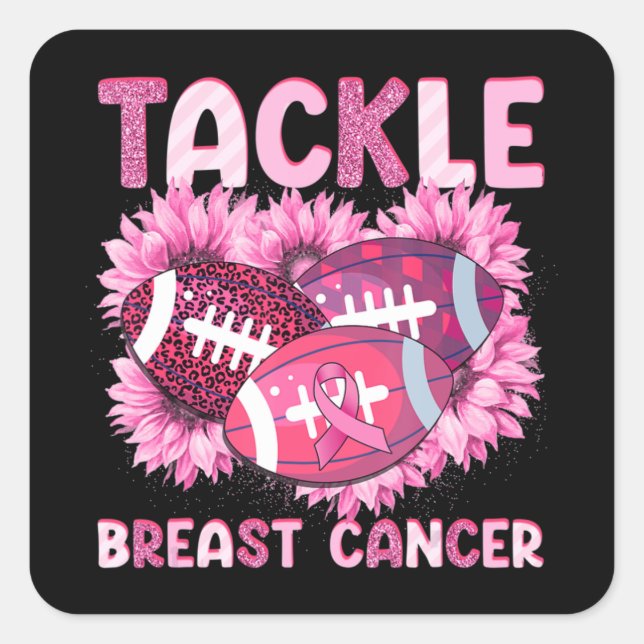 Sticker Carré Lutter contre le football Cancer rose Ruban Cancer (Devant)