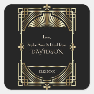 Sticker Carré Luxe Gold Black Great Gatsby Roaring Mariage des a