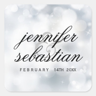 Sticker Carré Luxe Parties scintillant argenté Lumières Mariage