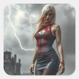 Sticker Carré Lyra, fille de la foudre