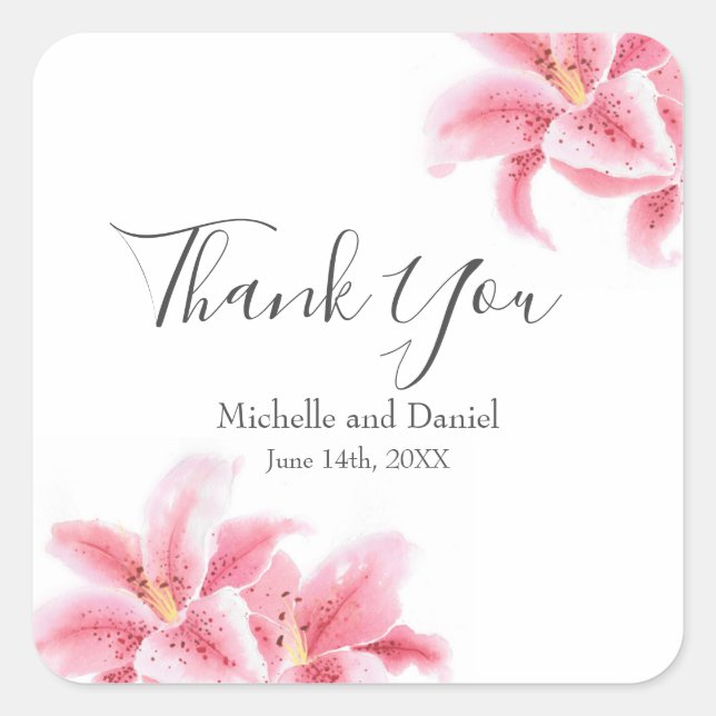 Sticker Carré Lys Stargazer Rose (Devant)