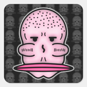 Sticker Carré M. Big Cheekbones et même plus grande bouche v3