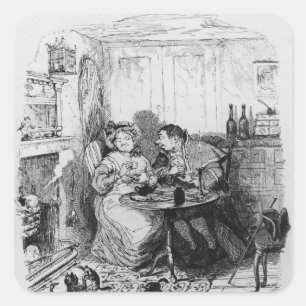 Sticker Carré M. Bumble et Mme Corney prennent le thé